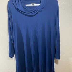 J. Jill Royal Blue Long-Sleeve Blouse with Draped Neck